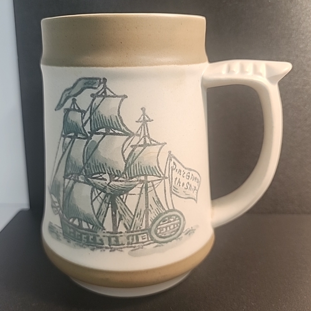 Vintage Holt Howard Stoneware 20oz Mug Stein Tankard Don't Give Up The Ship 1967